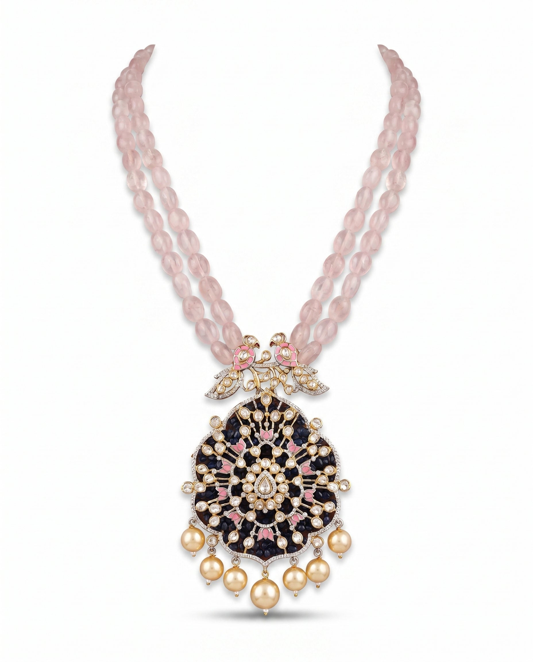 Blush Bead Mandala Pendant Necklace