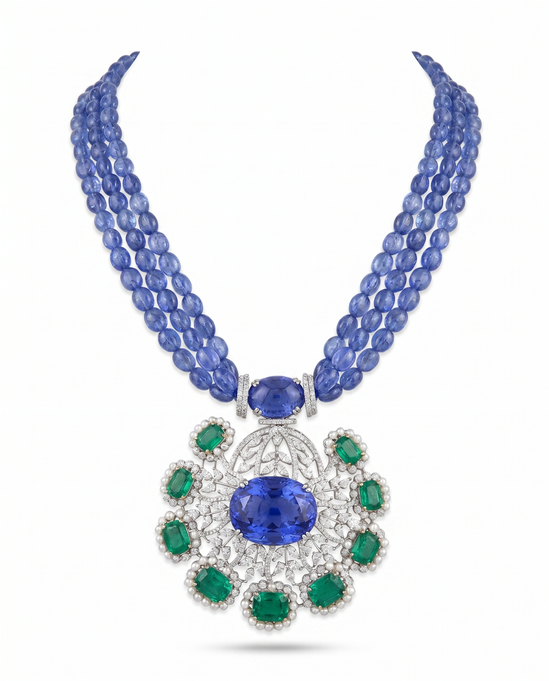 Violet Bead Floral Medallion Necklace