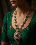Blush Pearl Forest Green Pendant Necklace