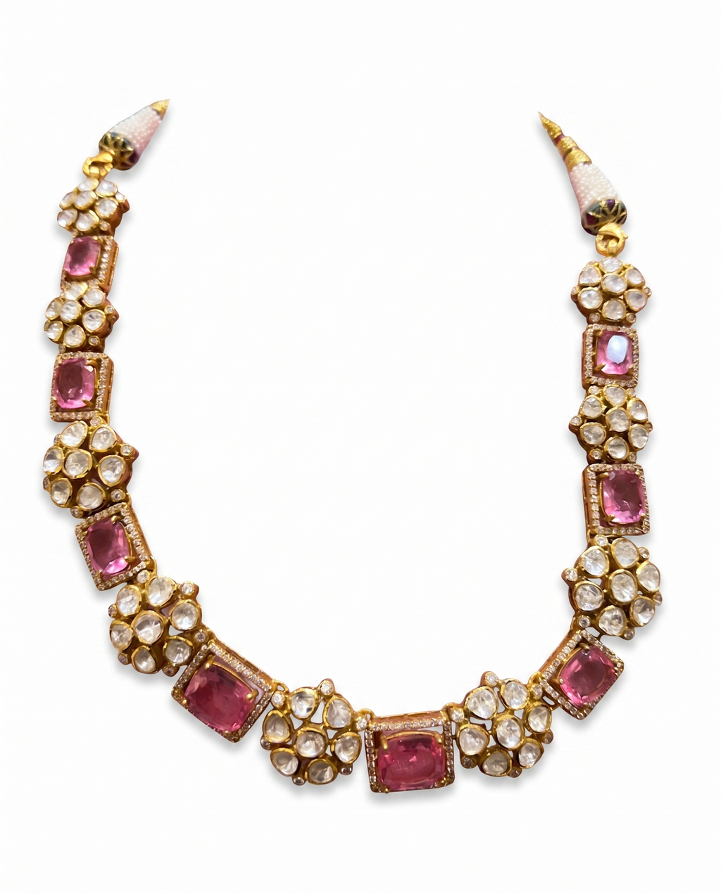 Rose Cushion Stone Cluster Choker Necklace