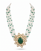 Pearl Strand Floral Pendant Necklace