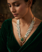 Pearl Strand Floral Pendant Necklace