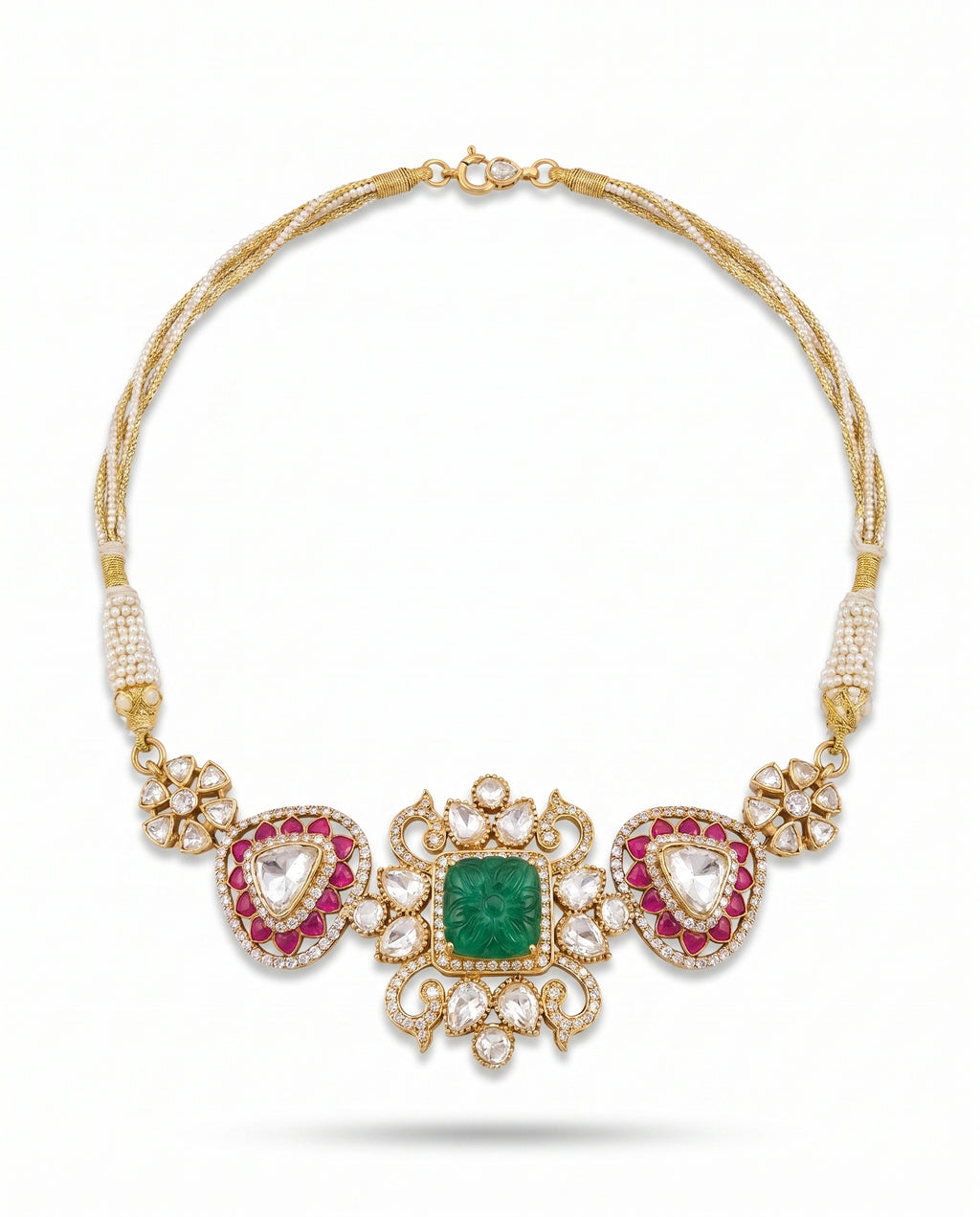 Carved Stone Bridal Collar Necklace