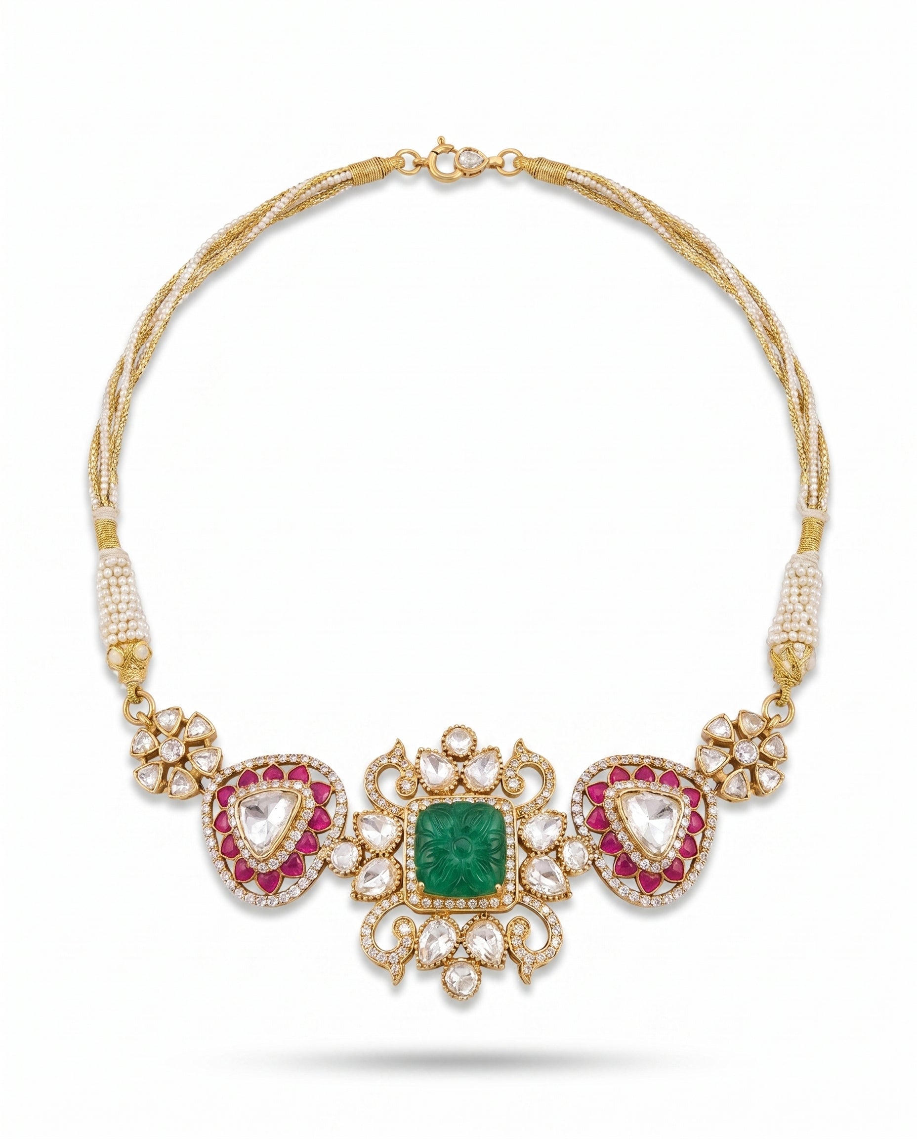 Carved Stone Bridal Collar Necklace