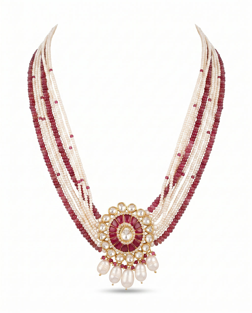 Multi-Strand Pearl Drop Necklace