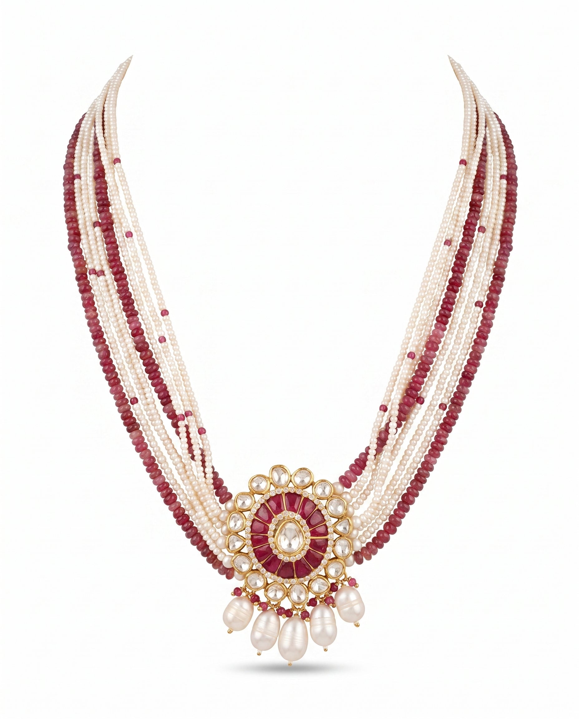 Multi-Strand Pearl Drop Necklace