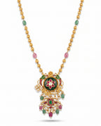 Fluted Bead Floral Pendant Necklace