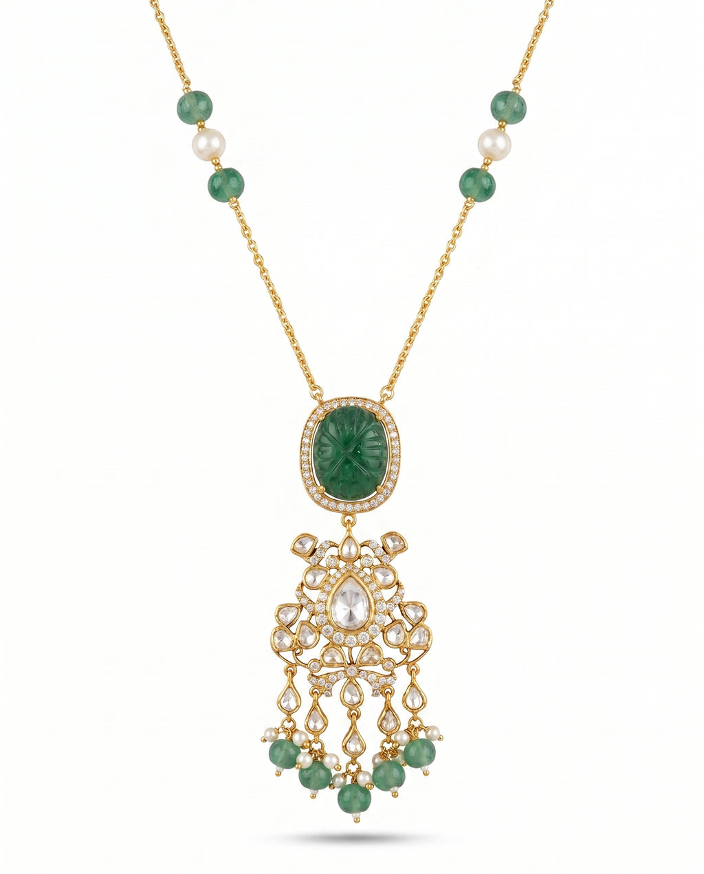 Carved Stone Chandelier Drop Necklace
