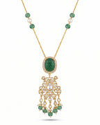 Carved Stone Chandelier Drop Necklace