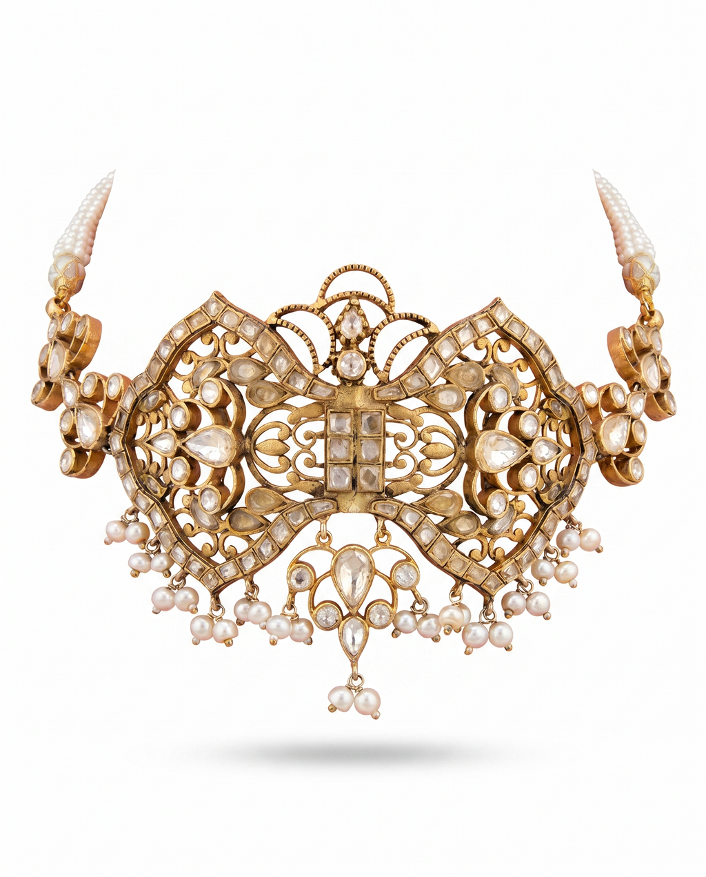 Filigree Scrollwork Pearl Choker