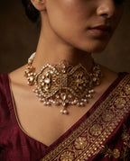 Filigree Scrollwork Pearl Choker