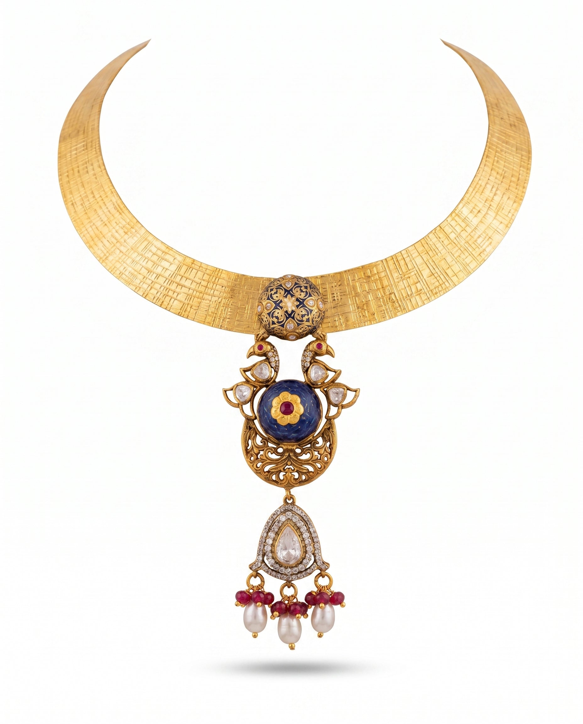 Enamel Peacock Torque Choker