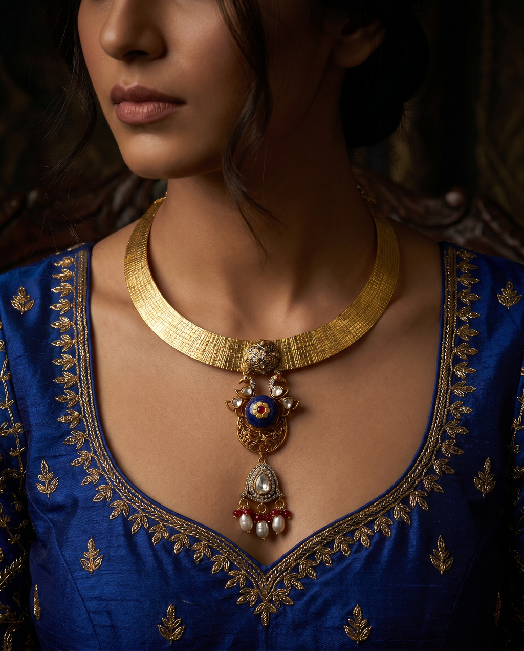 Enamel Peacock Torque Choker