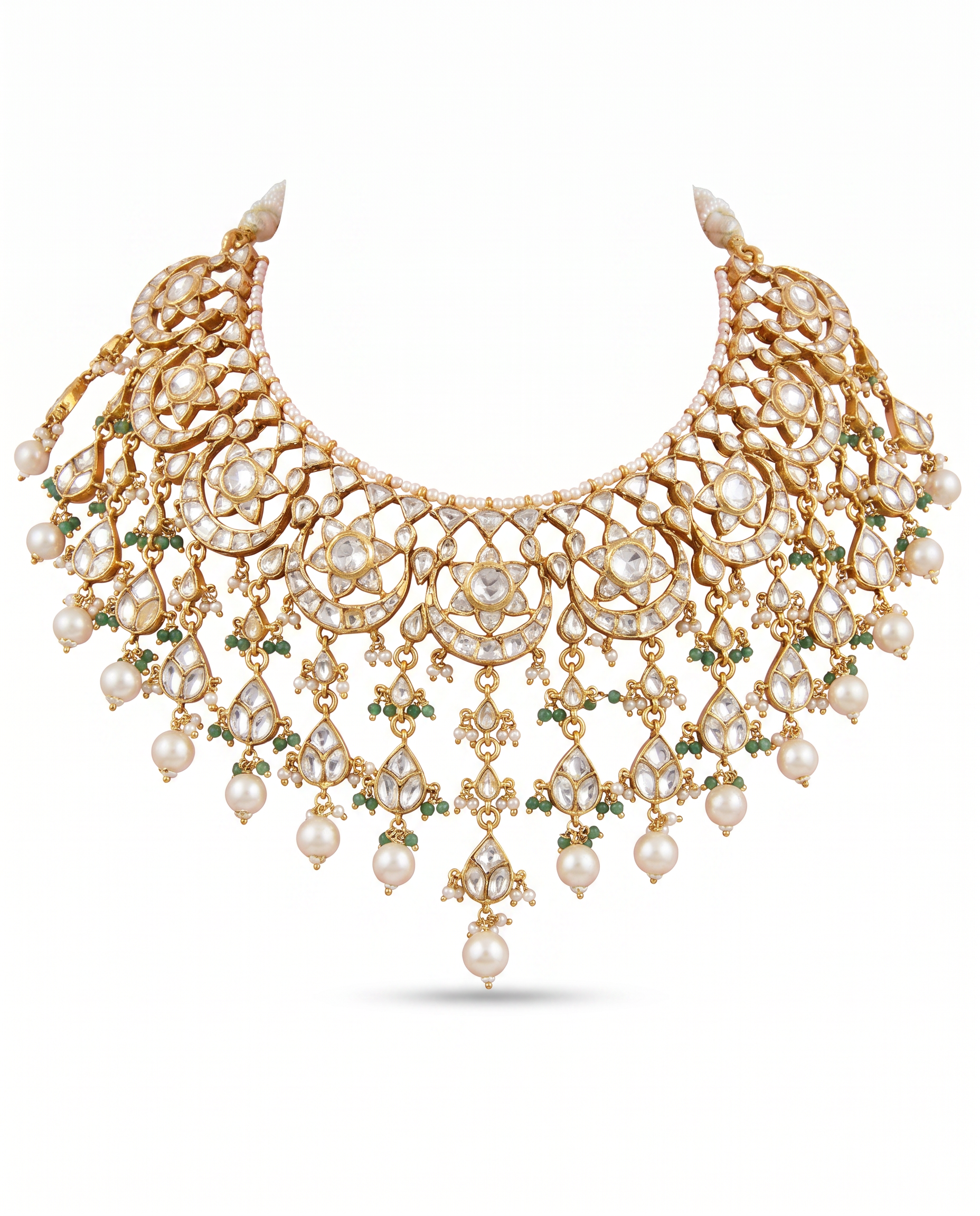 Floral Disc Waterfall Bridal Necklace