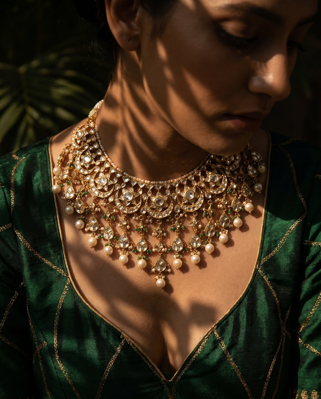 Floral Disc Waterfall Bridal Necklace