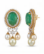 Carved Triple Pearl Drop Earrings