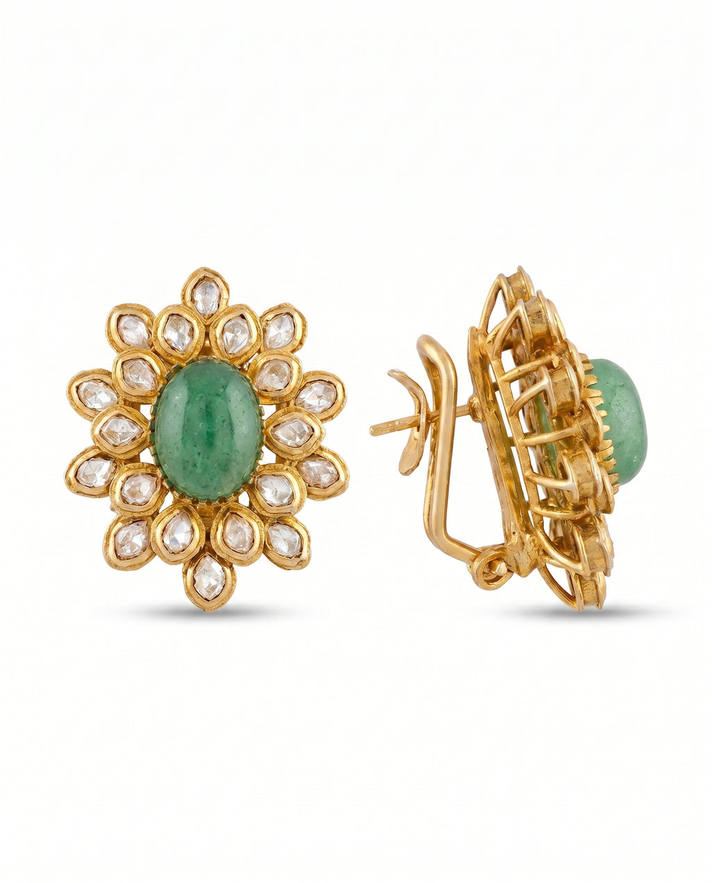 Cabochon Polki Sunburst Earrings