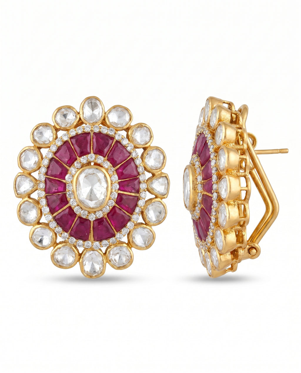 Oval Sunburst Stud Earrings