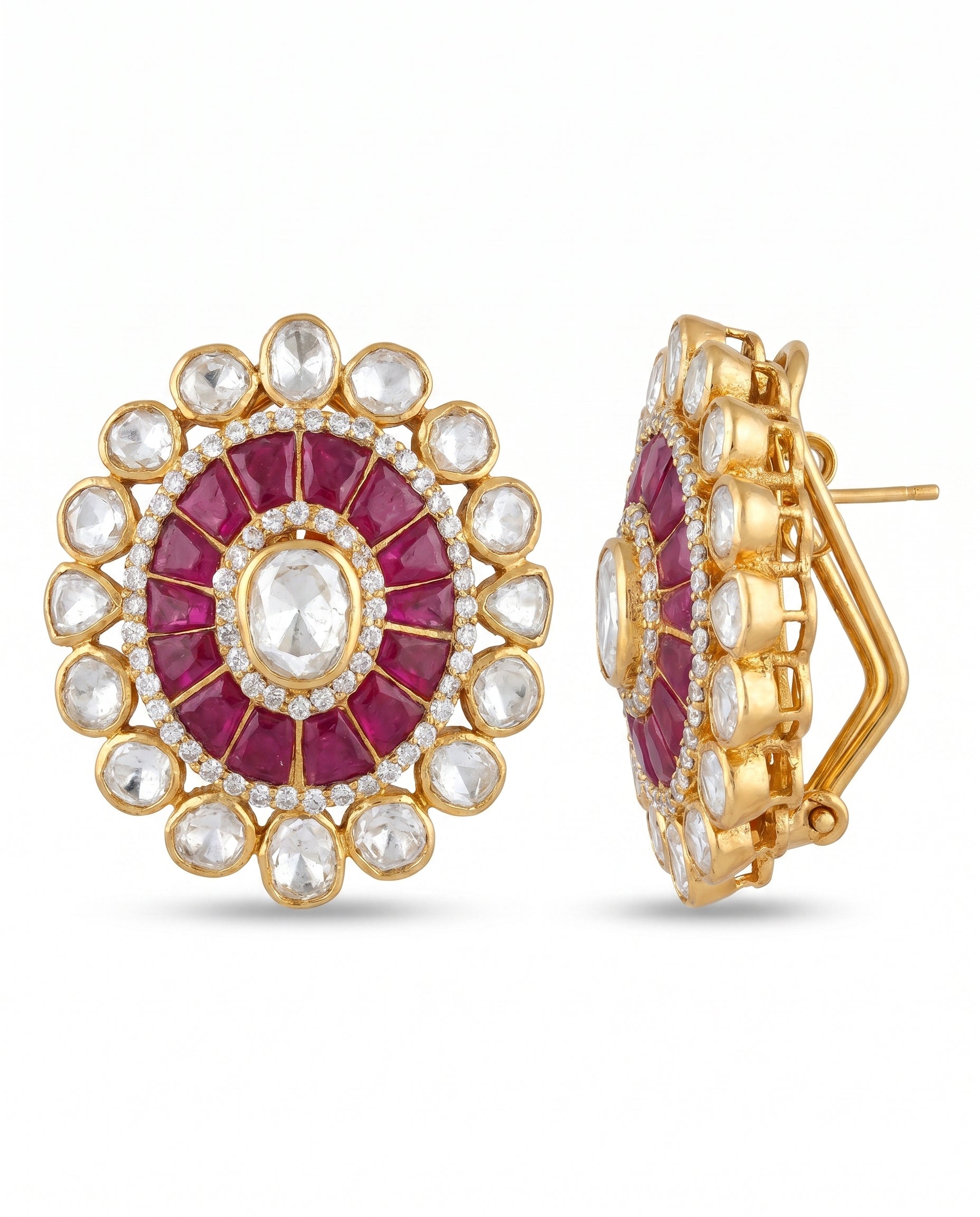 Oval Sunburst Stud Earrings