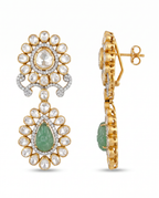Double Drop  Carved Emerald Earrings
