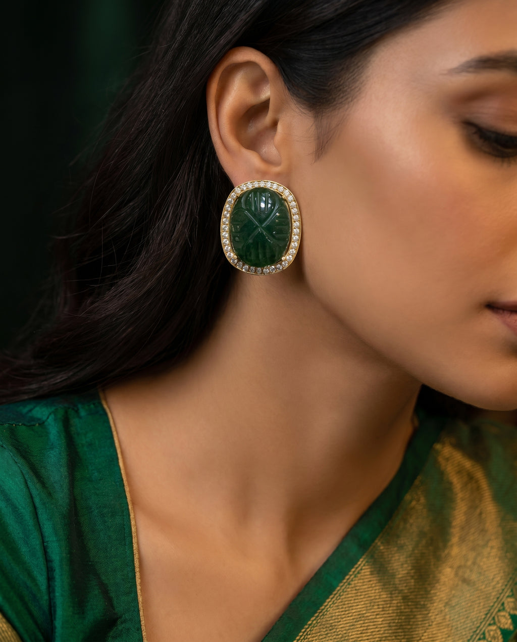 Carved Halo Stud Earrings