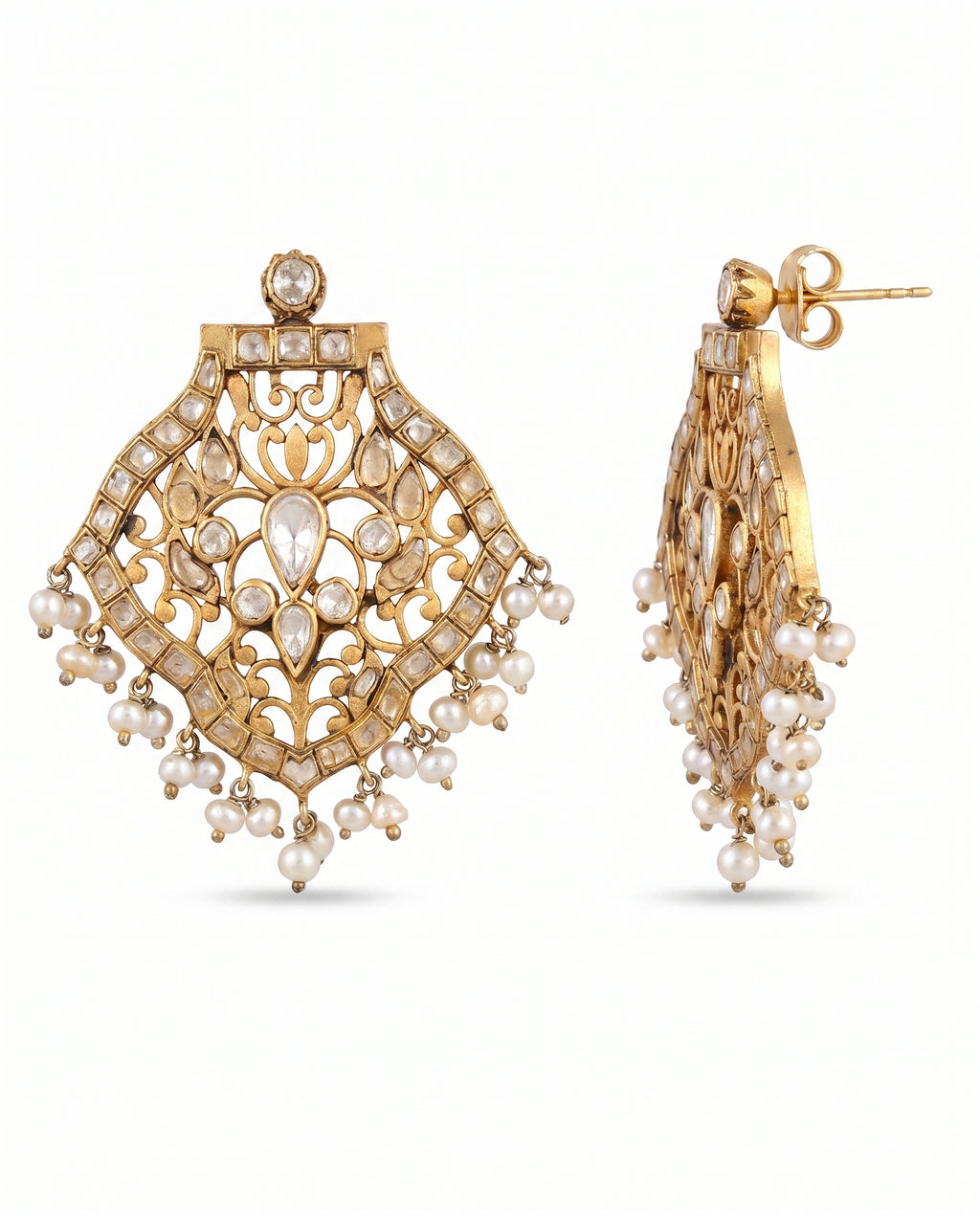 Lattice Pearl Fringe Earrings