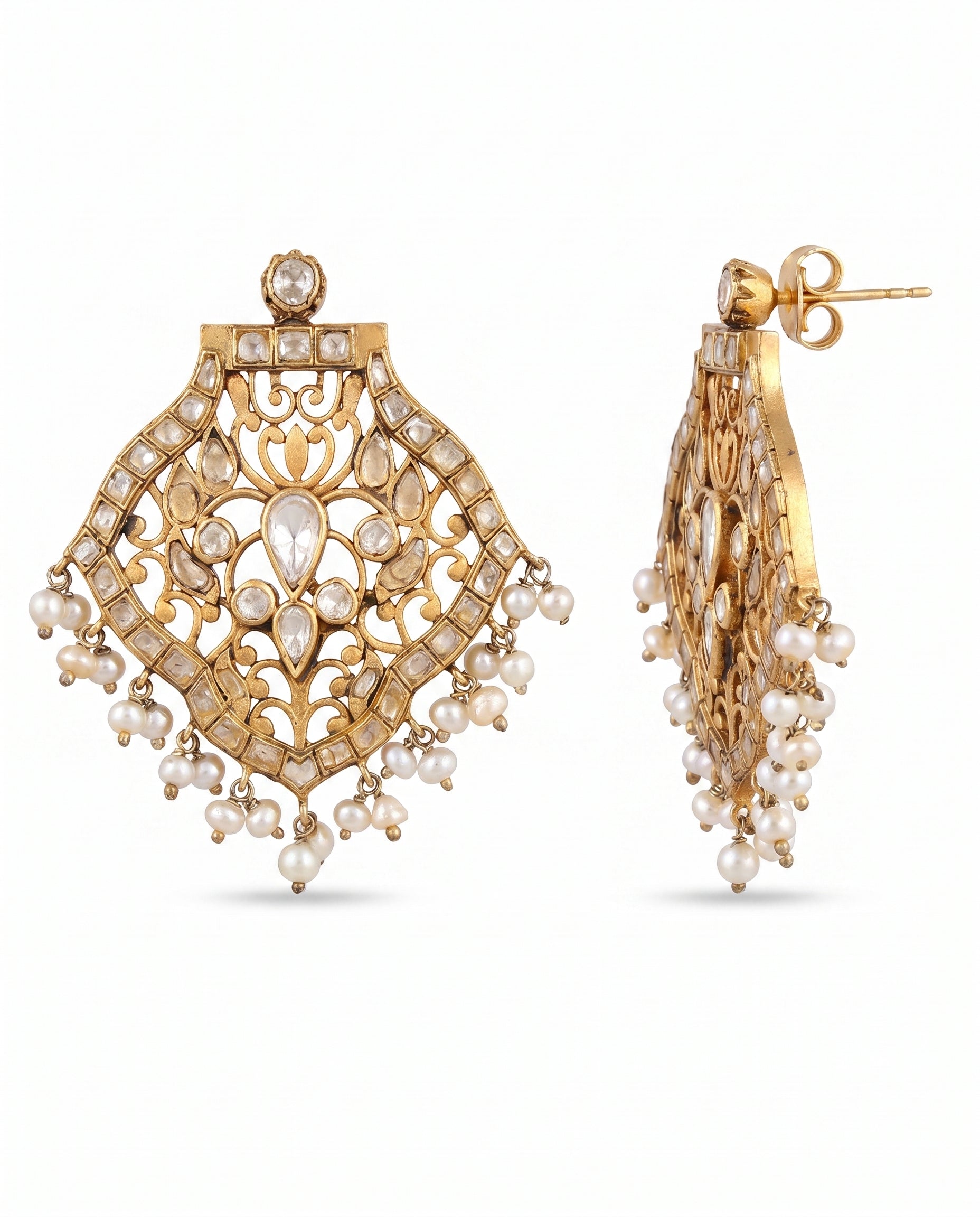 Lattice Pearl Fringe Earrings