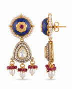 Lapis Pearl Chandelier Earrings