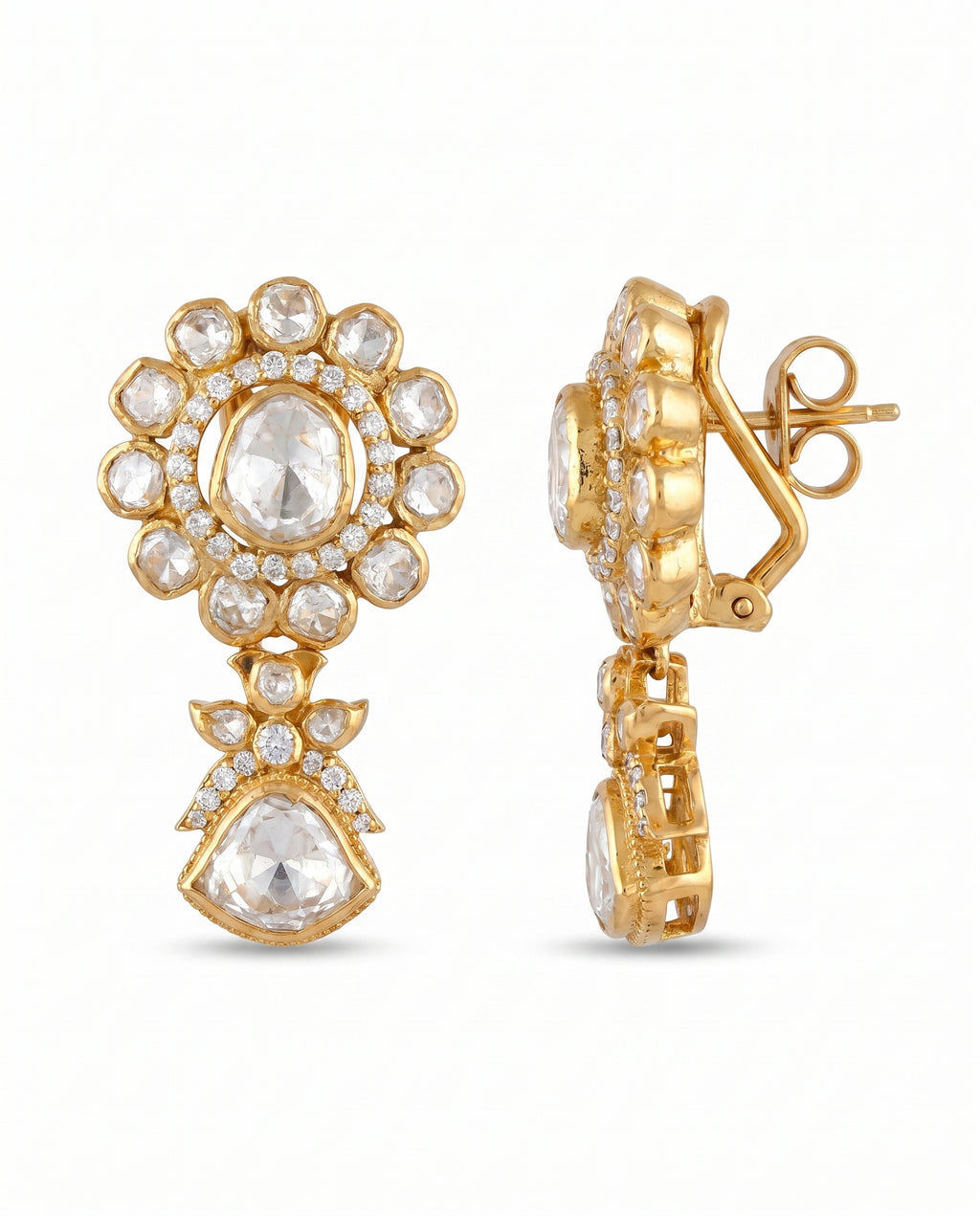 Oval Sunburst  Drop Earrings
