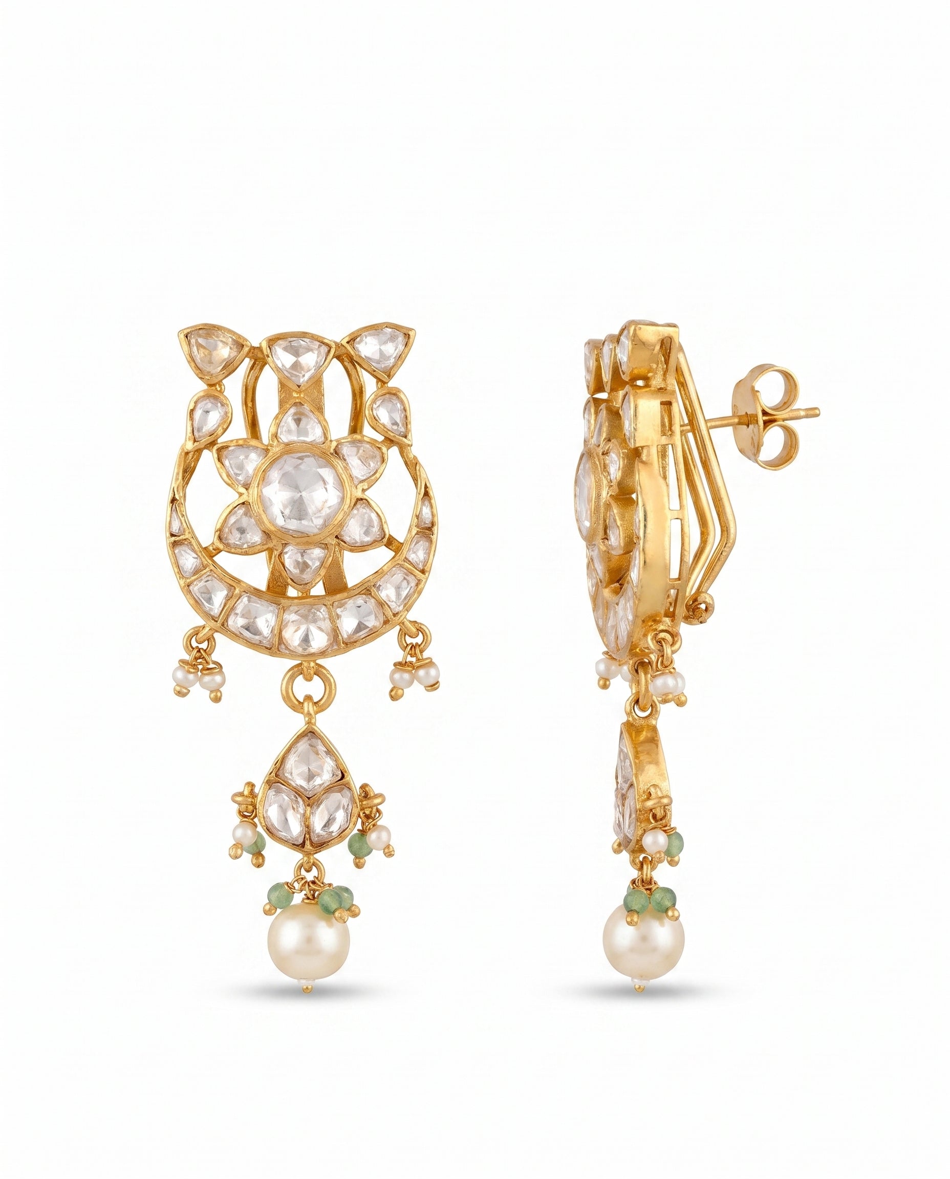 Crescent Pearl  Drop Earrings