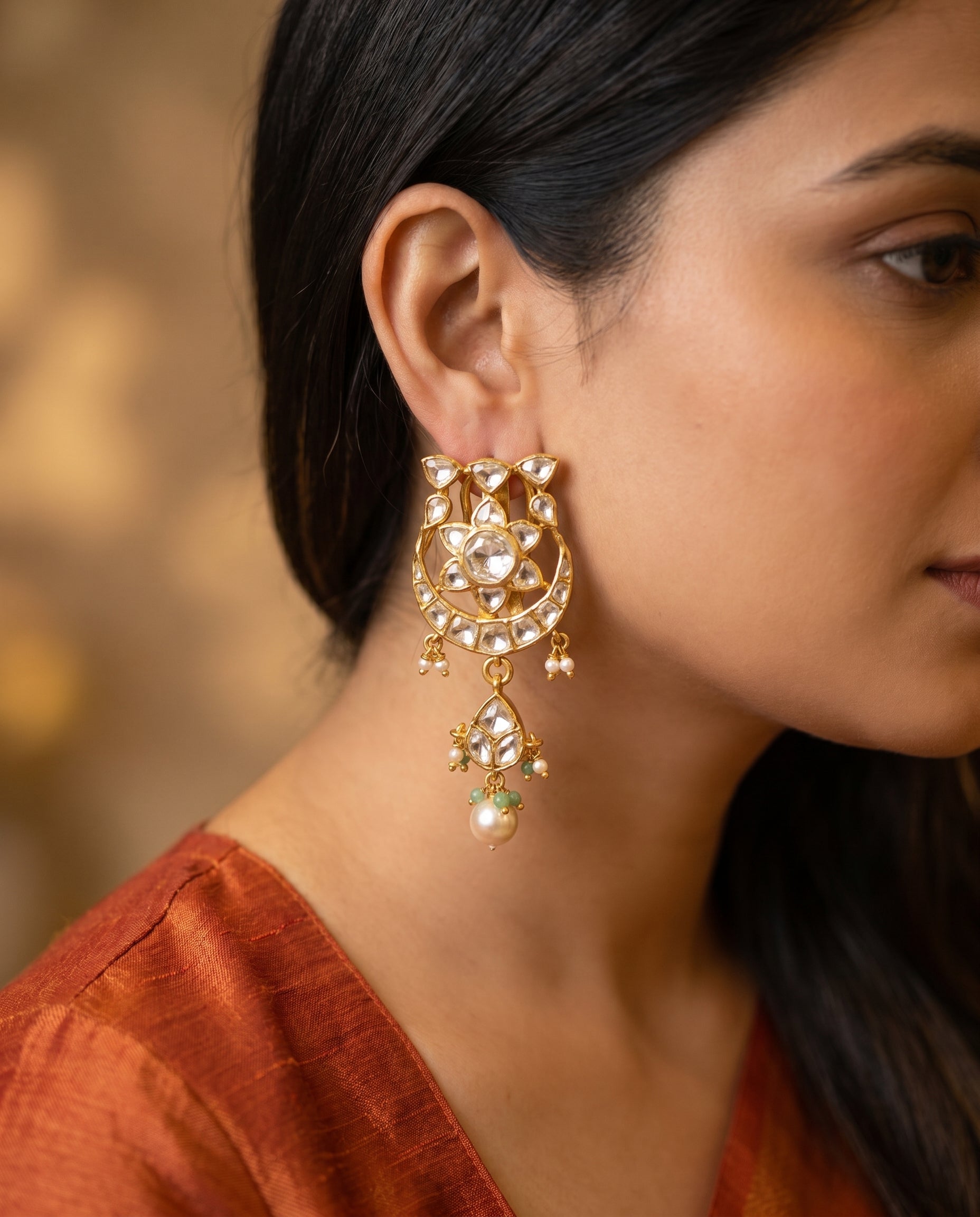 Crescent Pearl  Drop Earrings
