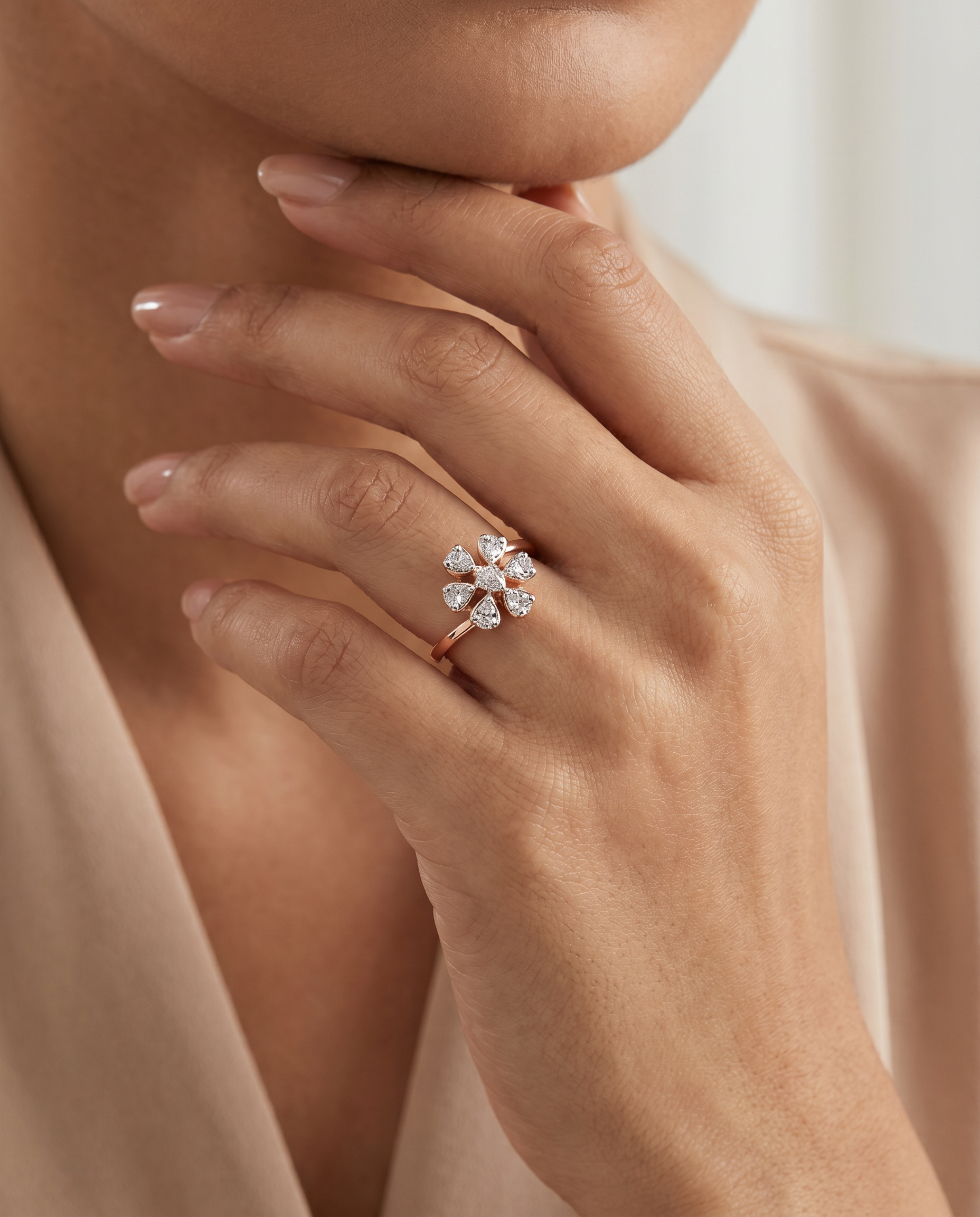 Crystal Daisy Silver Ring