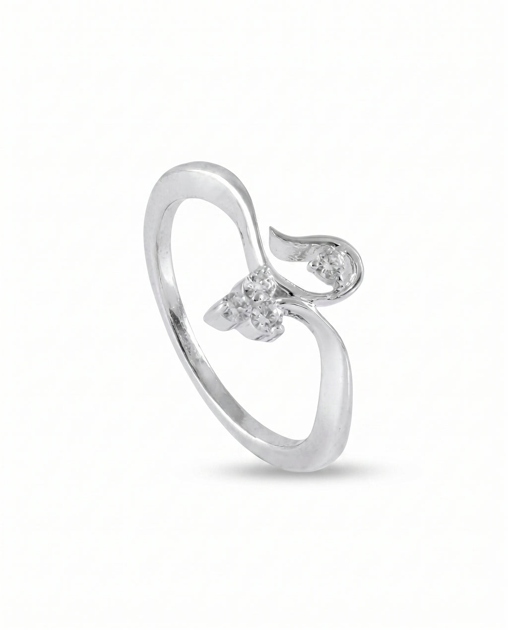 Flowing Curl Crystal Ring