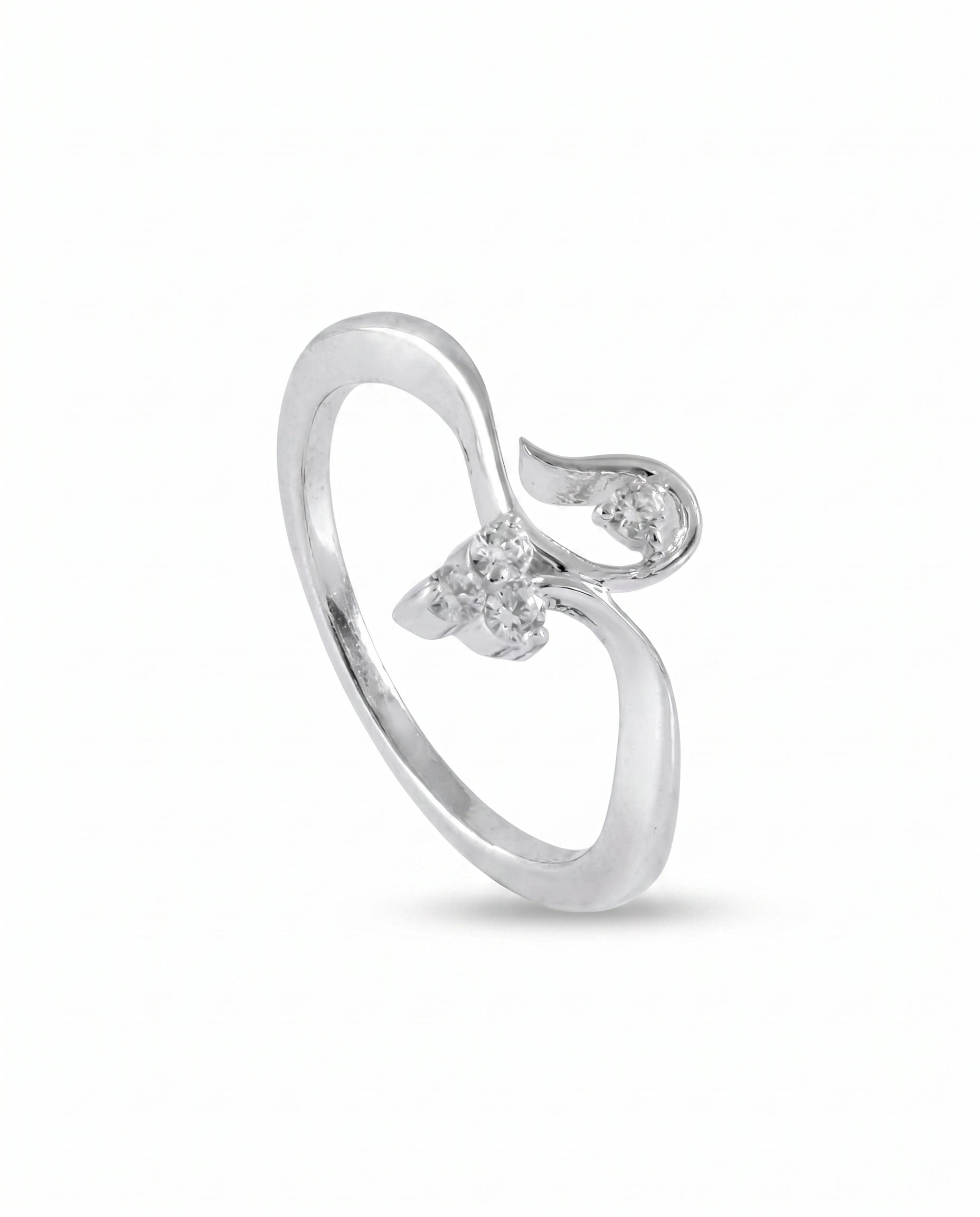 Flowing Curl Crystal Ring