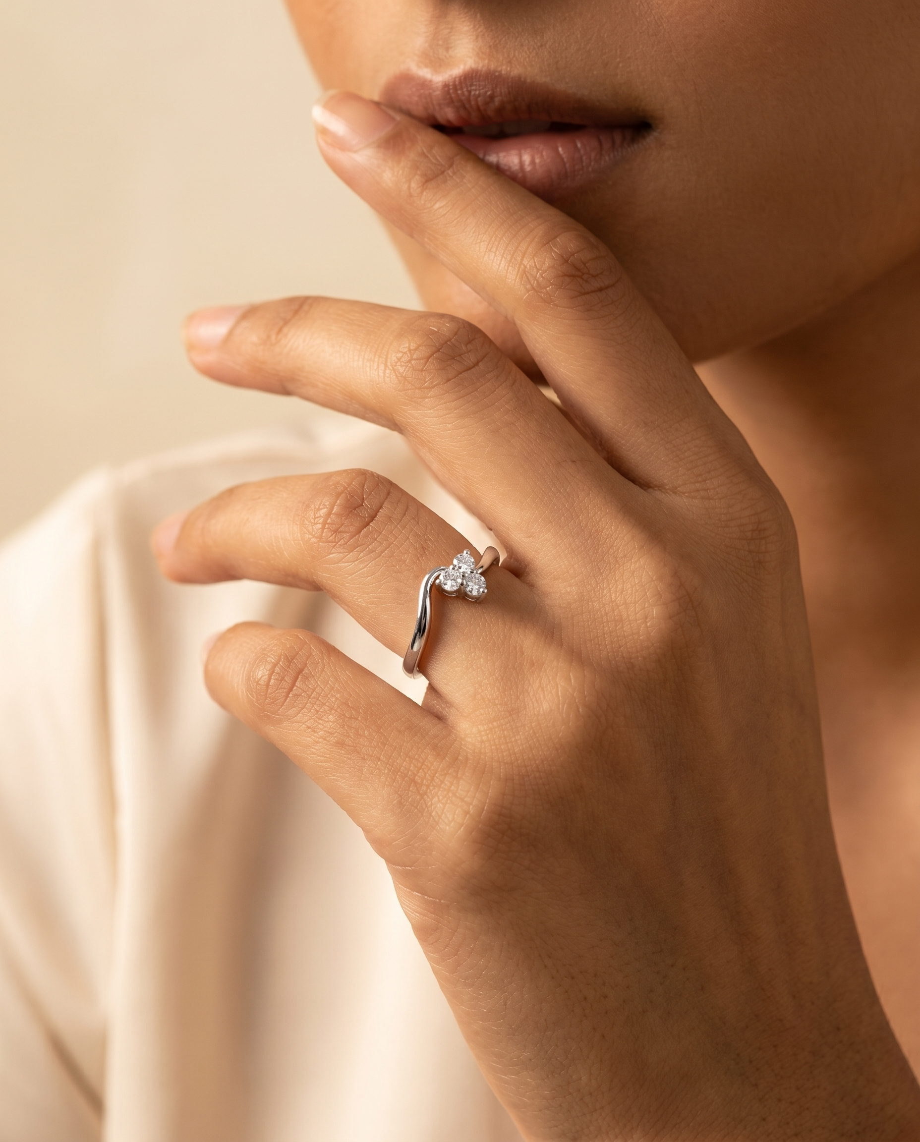 Trio Crystal Wave Ring