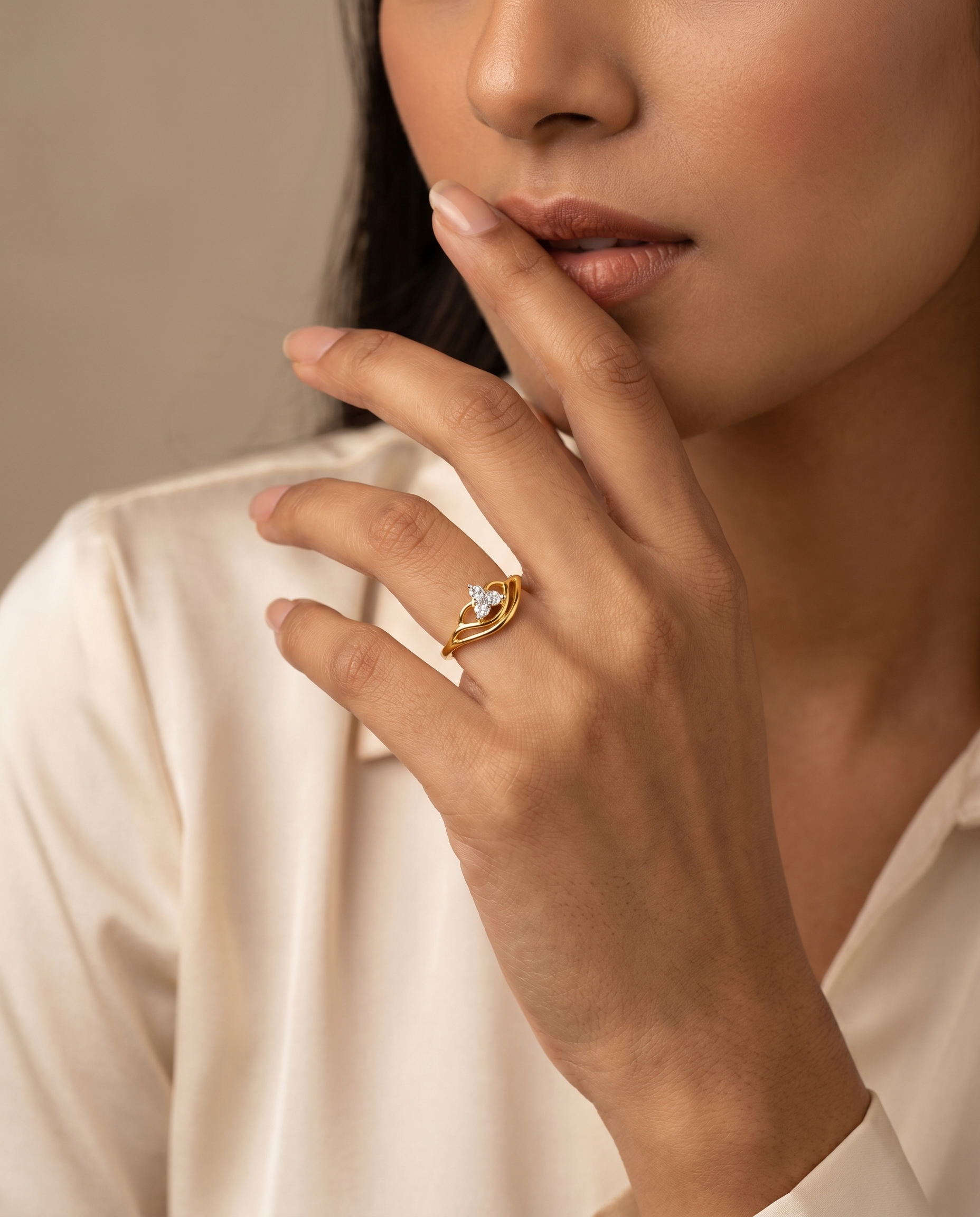 Braided Twist Crystal Ring