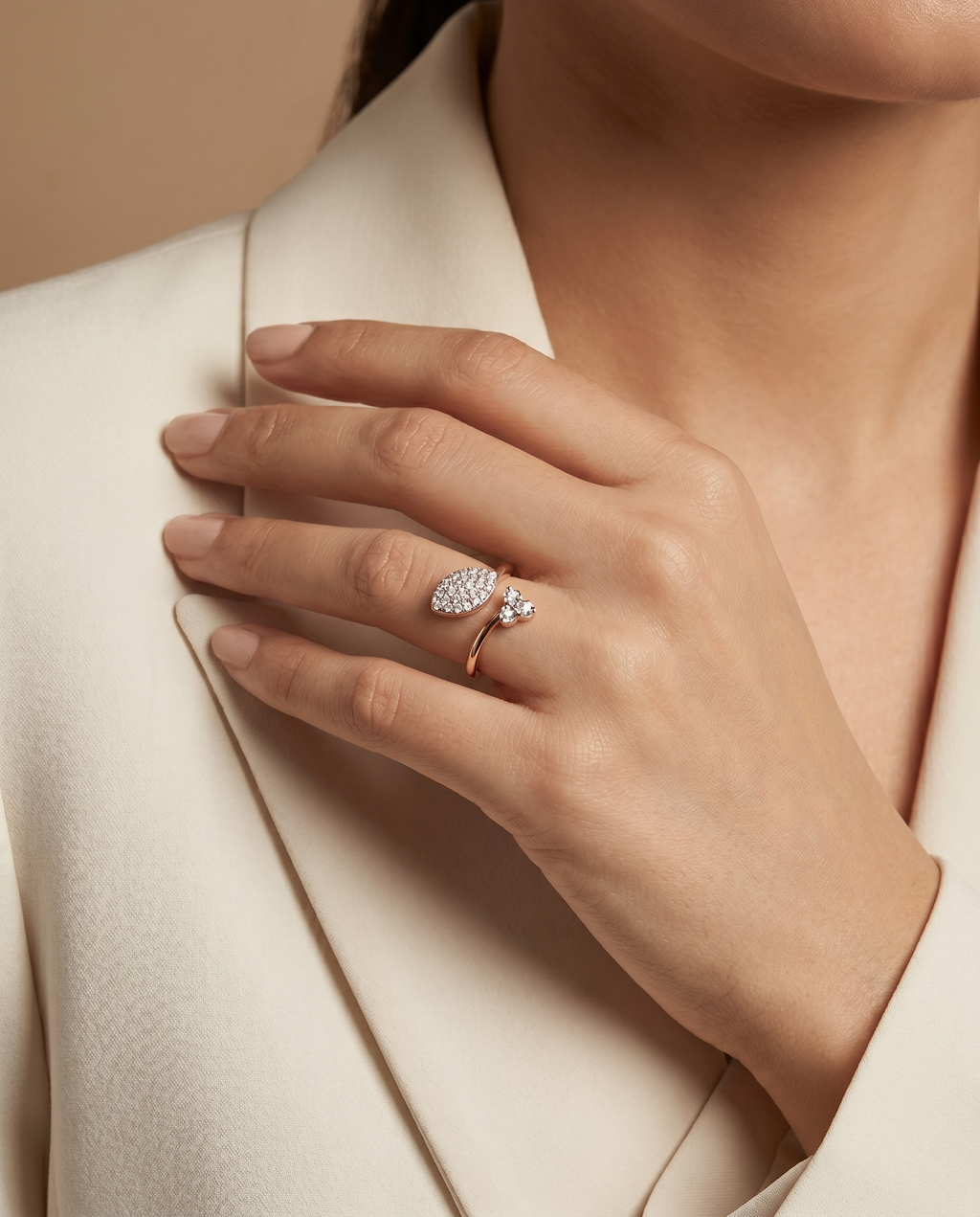 Marquise Bypass Silver Ring