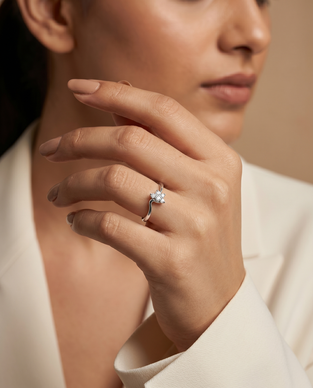 Chevron Floral Cluster Ring