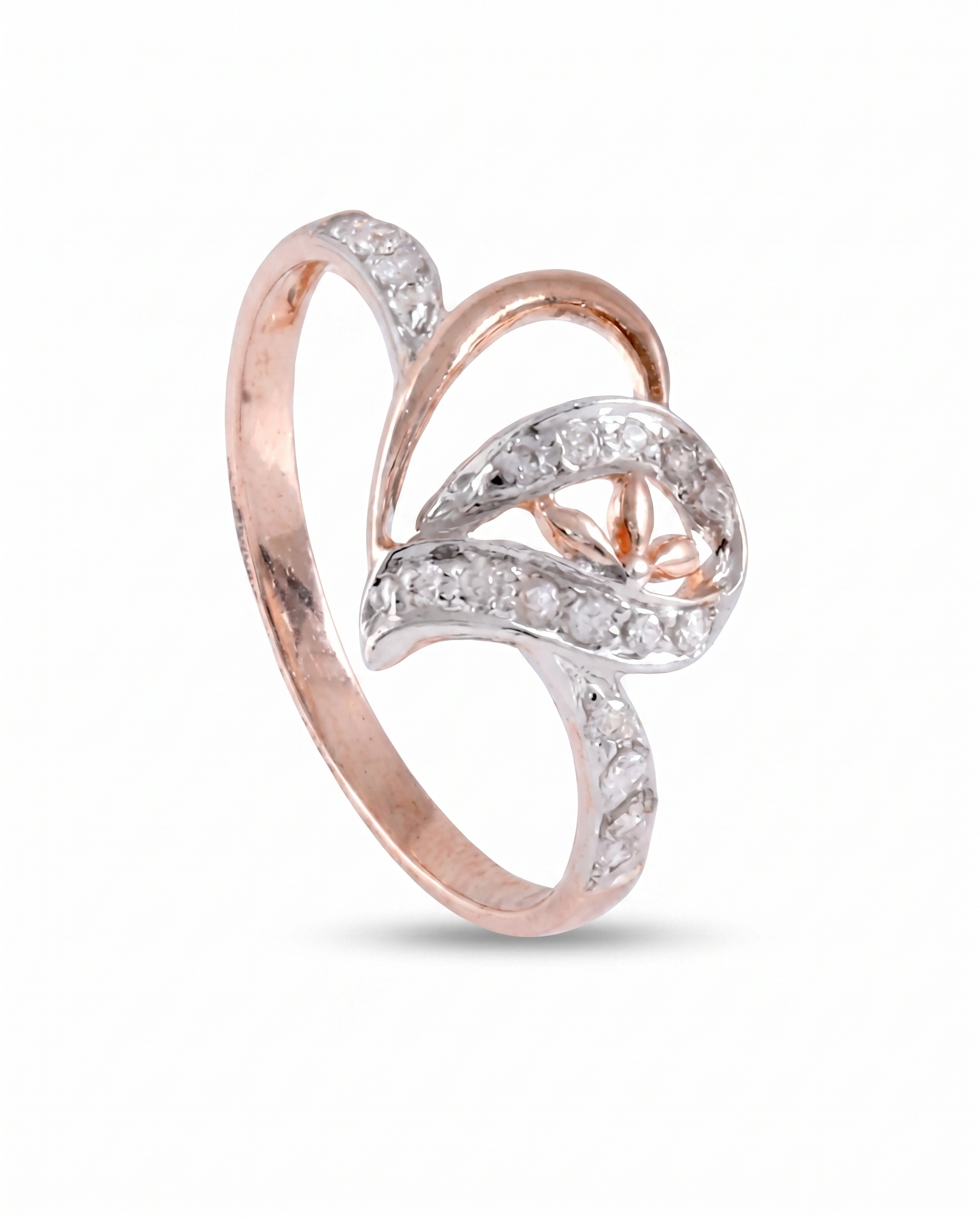 Crystal Swirl Silver Ring