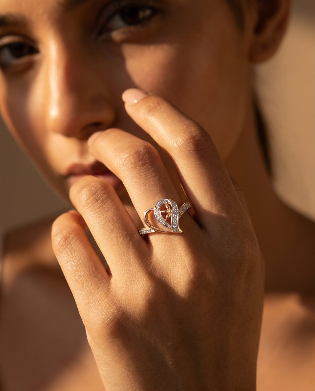 Crystal Swirl Silver Ring