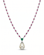 Ruby Emerald Pearl Necklace