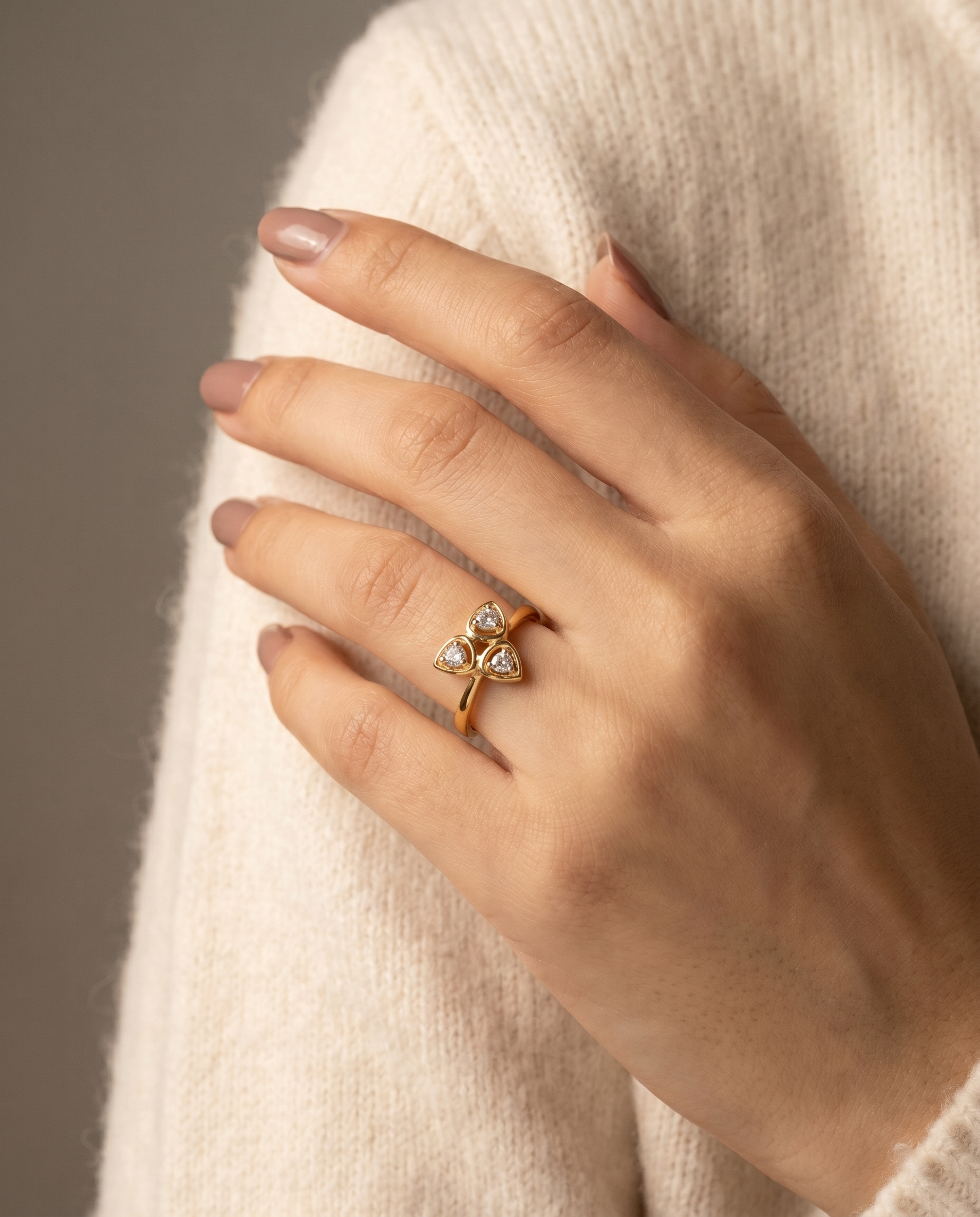 Triple Heart Cluster Ring