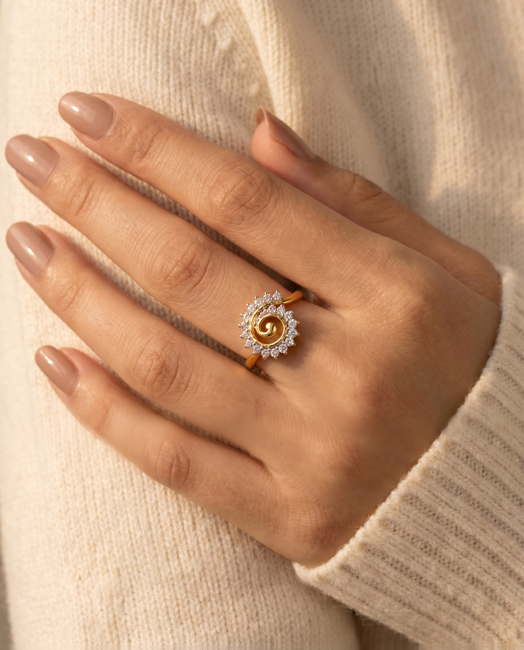 Swirl Starburst Bypass Ring