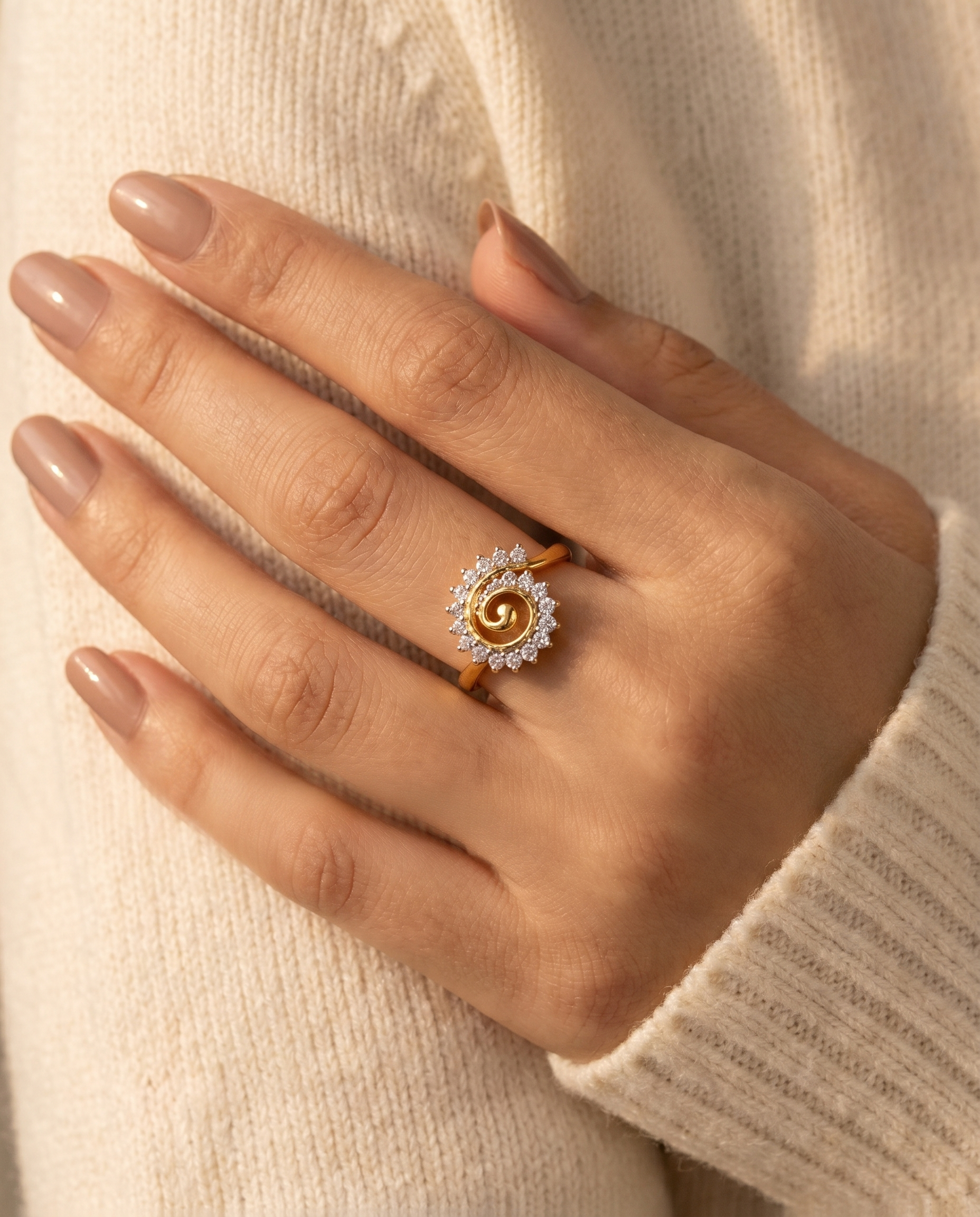 Swirl Starburst Bypass Ring