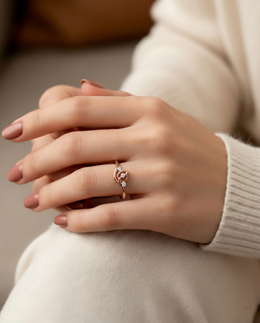 Rose Gold Swirl Trio Ring