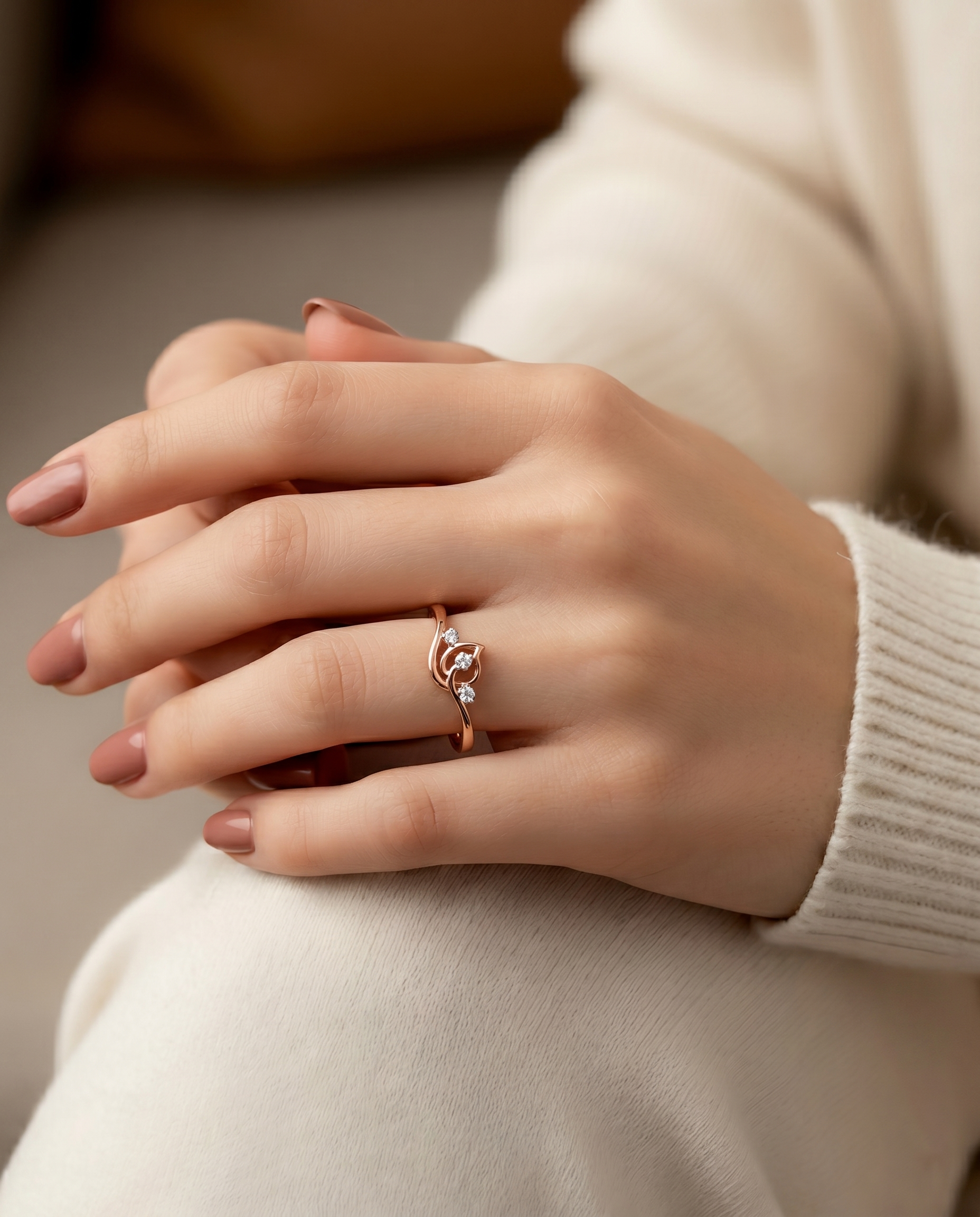Rose Gold Swirl Trio Ring