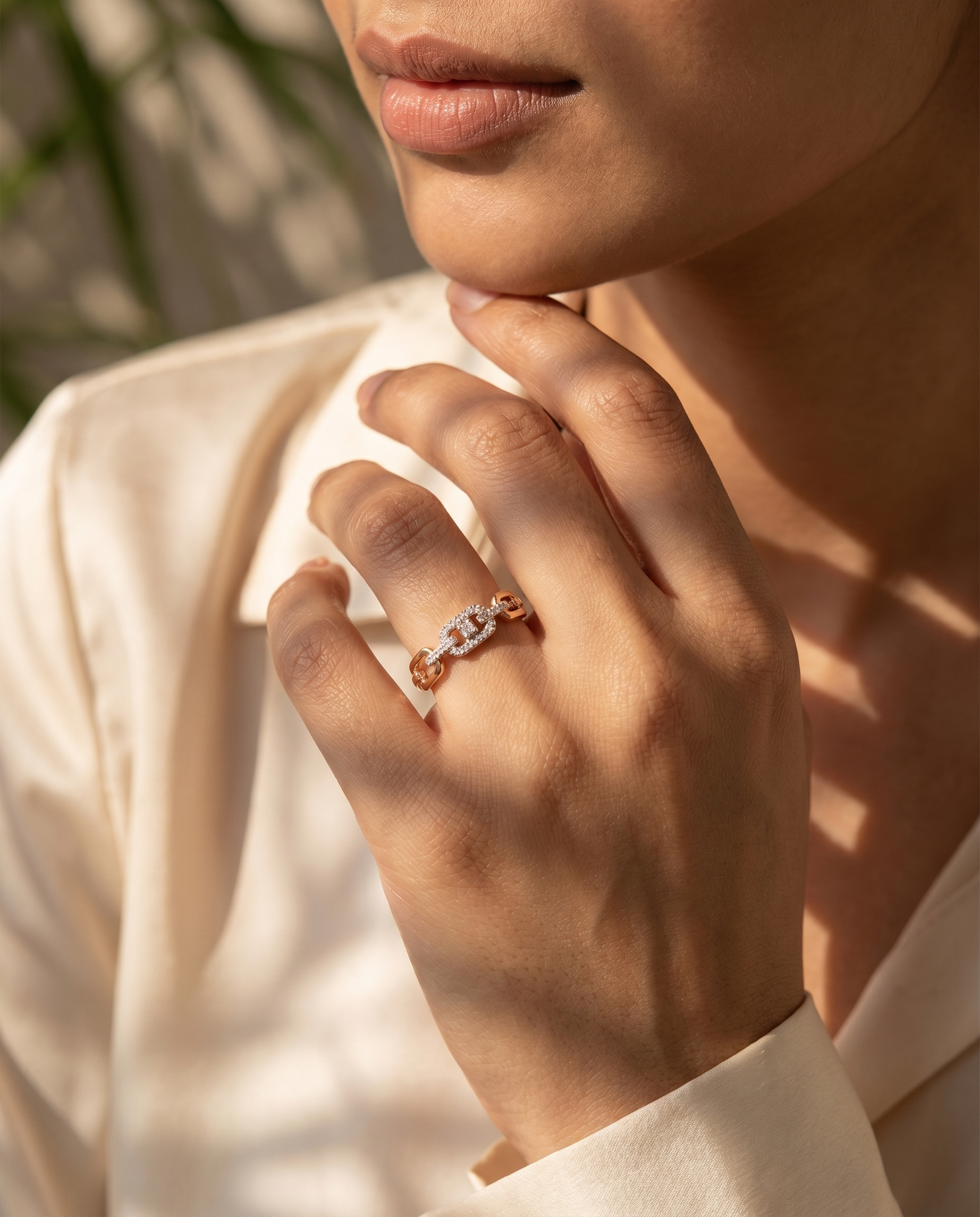 Moissanite Pavé Chain Ring