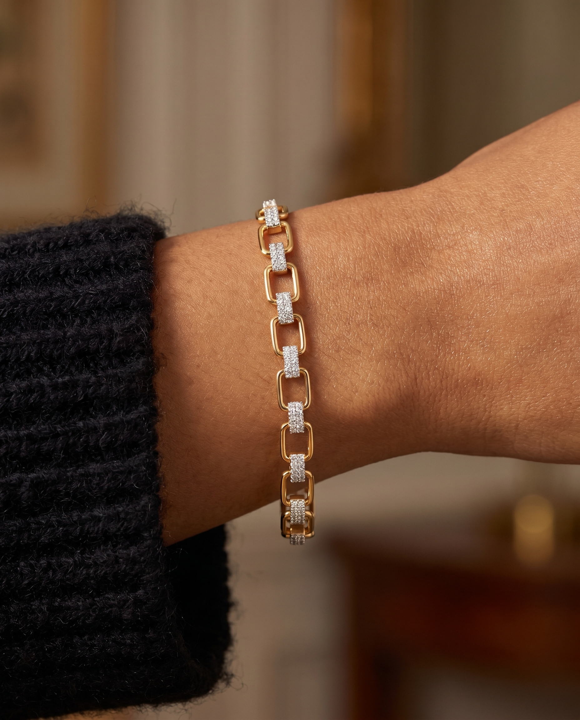 Pavé Square Link Bracelet