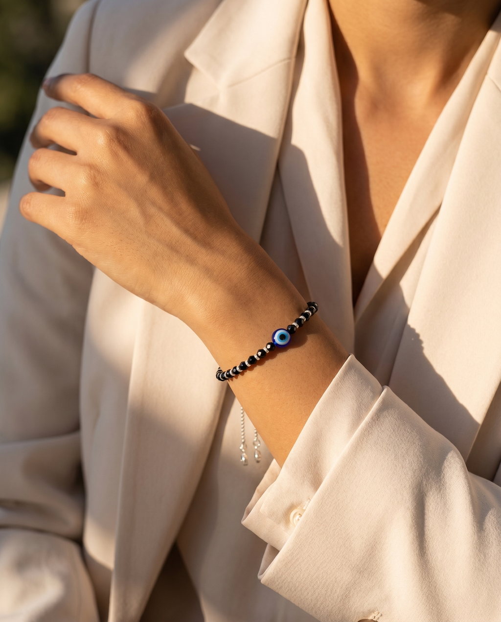 Evil Eye Black Crystal Adjustable Bracelet