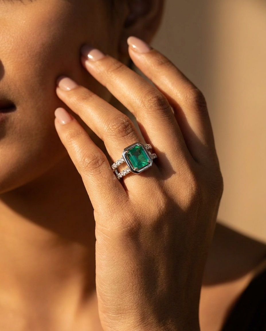 Emerald Cut Solitaire Statement Ring
